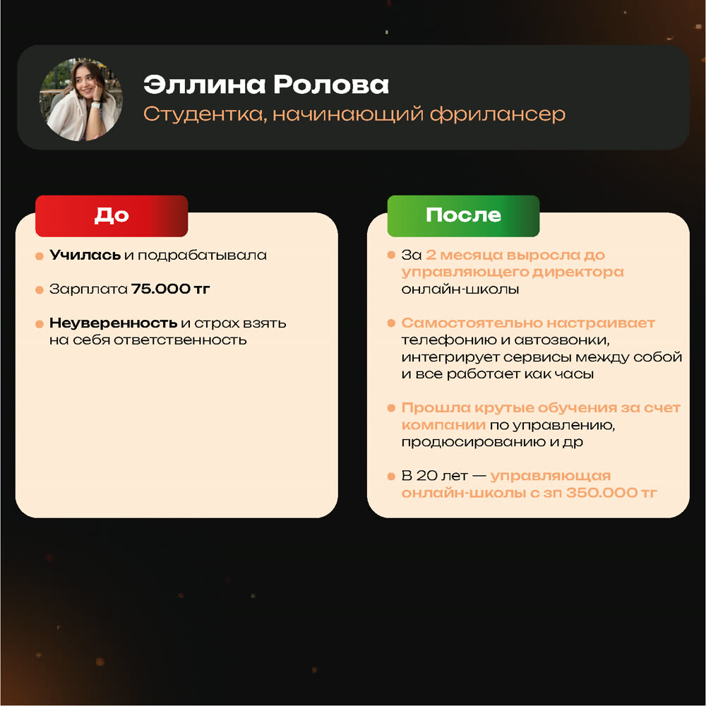 Результат ученицы: до и после