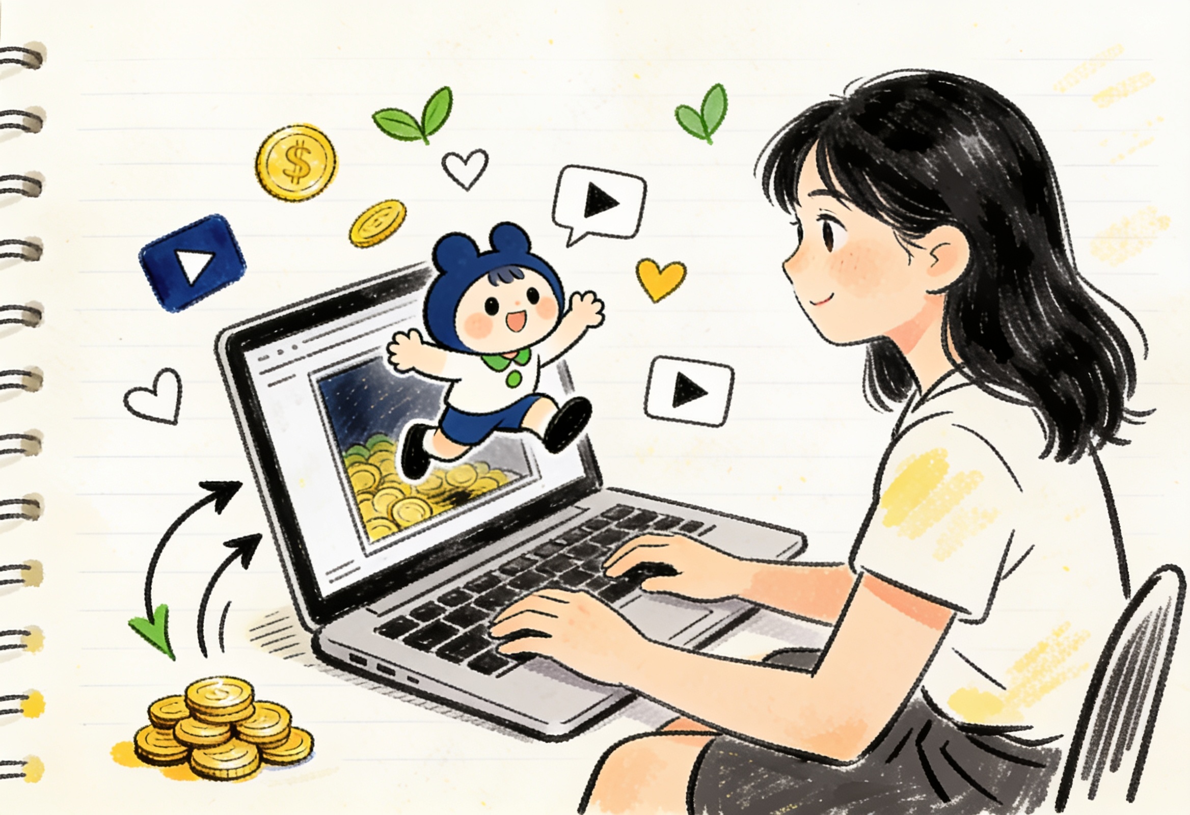 Девушка собирает мультик на телефоне